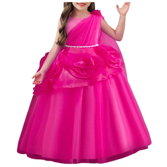 Akiihool Baby Girl Dresses Flower Girls Princess Floral Boho Lace Embroidered Star Pageant Dresses for Kids Baby Party Wedding(RD2,5-6 Years)