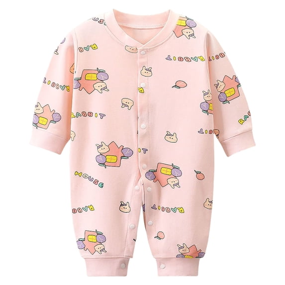 Akiihool Baby Girl Romper Dress Baby Long Sleeve Cute Romper Bodysuit Winter Outfit Clothes Light Pink,3-6 Months