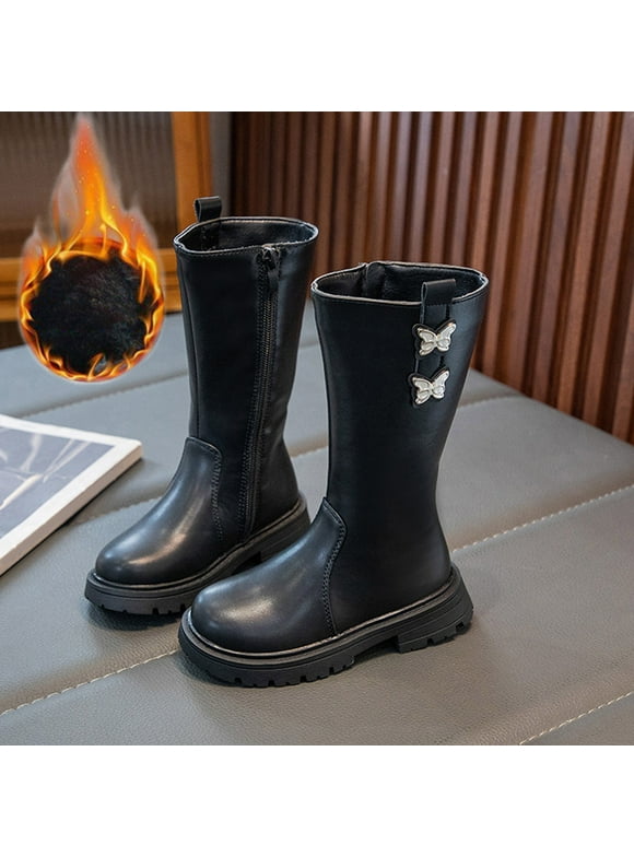 Baby Girl'S Boots Baby Girls Cowboy Tassel Boots with Side Zipper with Removable Squeaker for Boys and Girls (Black,3)