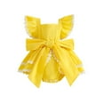 thumbnail image 1 of Akiihool Baby Girl Short Sleeve Baby Girls Clothes Ribbed Romper Bodysuit Set Ruffle Spring Summer Outfits (Yellow,18-24 Months), 1 of 5