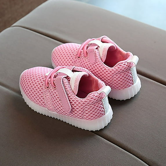 Akiihool Baby Girl Sneakers Little Kid Boys and Girls Classic Cotton Strap Runing Walking Sports Shoes (Pink,7)