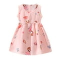 thumbnail image 1 of Akiihool Baby Girls' Dresses Girl's Ruffle Trim Sleeve Button Down Floral Print Casual Vintage Midi Dress with Pockets ( Red,2 Years), 1 of 3