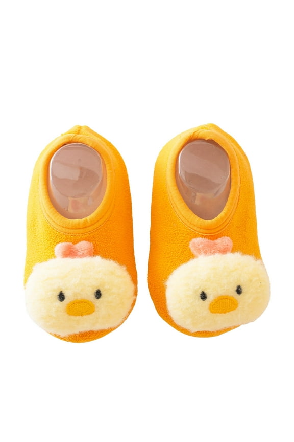 Baby Indoor Shoes Toddler Slippers Girls Boys Kids House Slipper Winter Cute Slippers Warm Soft Slippers (Yellow,12-18 Months)