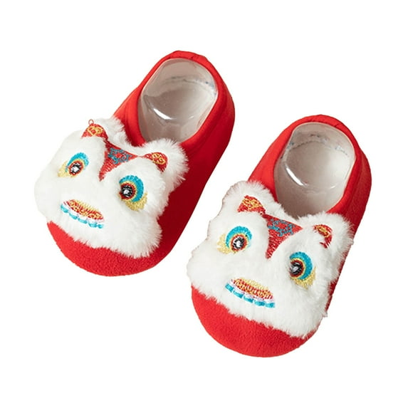 Akiihool Baby Slipper Socks Kids Winter Indoor Household Shoes Toddler Boys Girls House Slippers Warm Socks for Kids (Hot Pink,6-12 Months)