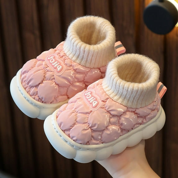 Akiihool Baby Slippers Slippers for Kids House Slippers Soft Plush Warm Slipper with Non-Slip Rubber Sole (Pink,10.5)