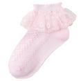 thumbnail image 1 of Akiihool Baby Socks Toddler Girls Ruffle Socks Toddler Lace Sock, Baby Girl Lace Ruffle Socks Baby Toddler Girl Fancy Dress Socks(Pink,1-3 Years), 1 of 2