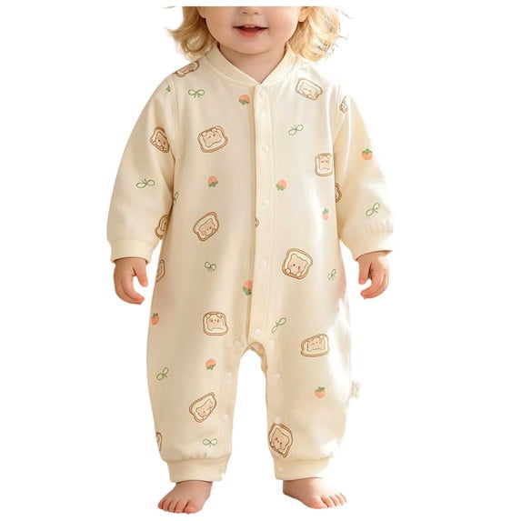 Akiihool Babygirl Onesies Newborn Baby Jumpsuit Cotton Long Sleeve Baby Outfit Soft Comfortable Baby Clothes for Boys and Girls Orange,9-18 Months
