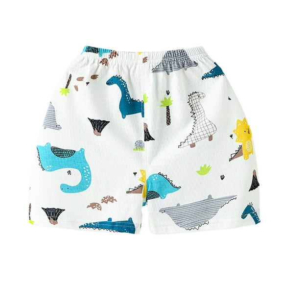 Akiihool Summer Shorts for Boy Boy's Shorts Elastic Waist Summer Shorts (White,4-5 Years)