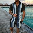 thumbnail image 1 of Akiihool Beach Outfit Matching Shirts and Shorts Men' Clothes 2 piece Sets (Dark Blue,S), 1 of 2