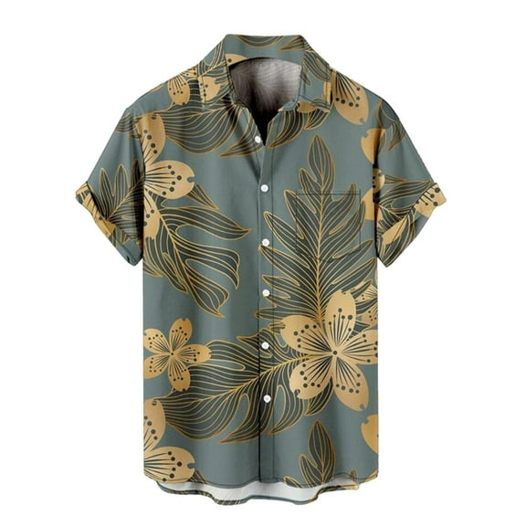 Akiihool Beach Shirts For Men Short Sleeve Mens Silver Sequins Short Sleeve Button Down Shirts (Green,XXL)