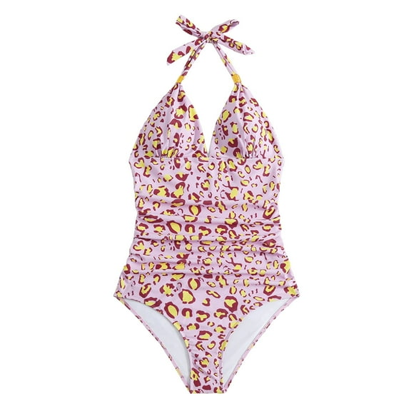 Akiihool Beach Swimsuits One Piece Women's One Piece Swimsuit High Waisted Out Cute Ladies Swimwear (Hot Pink,L)