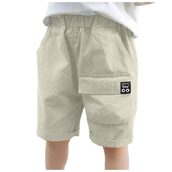 Akiihool Big Boys Shorts Boys' Pull-on Shorts School Uniform for Kids (Khaki,7-8 Years)