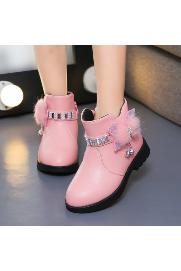 Booties Baby and Toddler Boys Boots Toddler Winter Warm Boots (Pink,6.5)