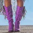 thumbnail image 1 of Akiihool Boots for Women With Heel Knee High Boots Comfortable Platform Pull On Side Zipper Buckle Riding Boots (Purple,7.5), 1 of 4