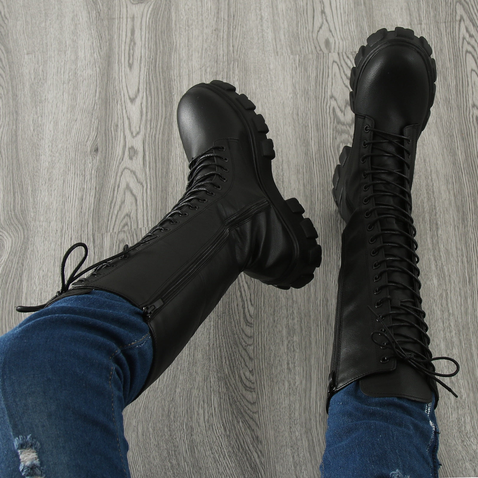 Large Size Thick Heel Short Boots For Women Pointed-toe Side Zip main image 0