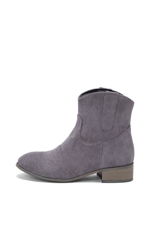 Boots for Women Women's Zipper Booties Stacked Heel Stacked Mid Heel Booties (Grey,6.5)