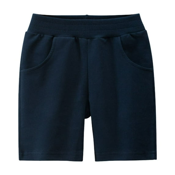 Akiihool Boy Shorts Boys' Organic Stretch Bull Denim Pocket Short (Navy,120)