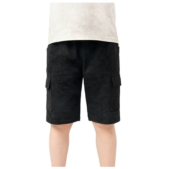 Akiihool Boy Shorts Boys' Shorts - Stretch Flat Front Uniform Shorts with Belt Loops - Classic Fit Shorts for Boys (Black,7-8 Years)