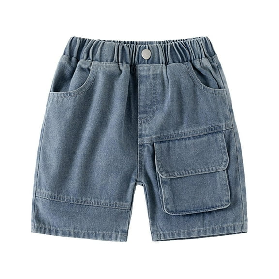 Akiihool Boy Shorts Boys' Slim Fit Denim Shorts (Navy,3-4 Years)