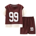 thumbnail image 1 of Akiihool Boy Spring Outfits Baby Boy Summer Clothes Toddler Boy Outfits Letter Print Short Sleeve T-Shirt Denim Shorts Clothing Set 6M-4T(Red,6-12 Months), 1 of 3