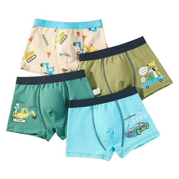Akiihool Boys Boxers Boys' Boxer Briefs Shorts Toddler Kids Cotton Underwear 4 Pack(Dark Green,9-12 Years)