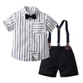 thumbnail image 1 of Akiihool Boys Dress Shirts Set Shirt Tops Shorts with Tie Child Kids Gentleman Outfits, Black 120, 1 of 5