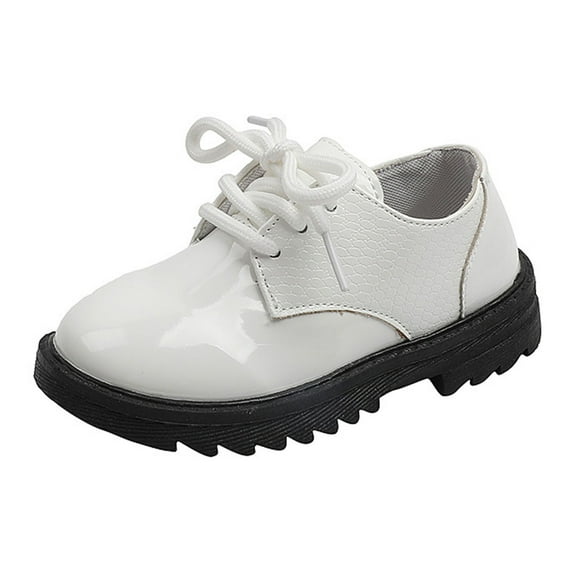 Akiihool Boys Dress Shoes Boy's Girl's Classic School Uniform Comfort Oxford Dress Shoes (Toddler/Little Kid/Big Kid) (White,5-5.5 Years)