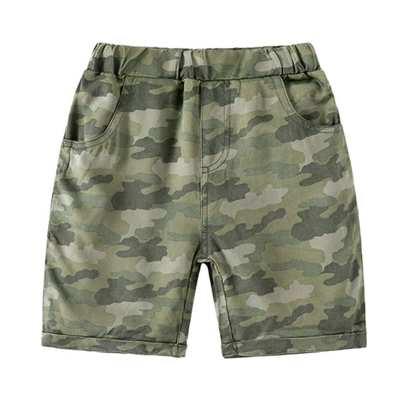 Akiihool Boys Graphic Shorts Boy's Pull-on Woven Short With Drawstring (Camouflage,4-5 Years)