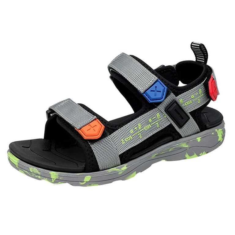 Akiihool Boys Hiking Sandals Rugged Hook and Loop Sandals for Outdoor Sports Size 40 Gray