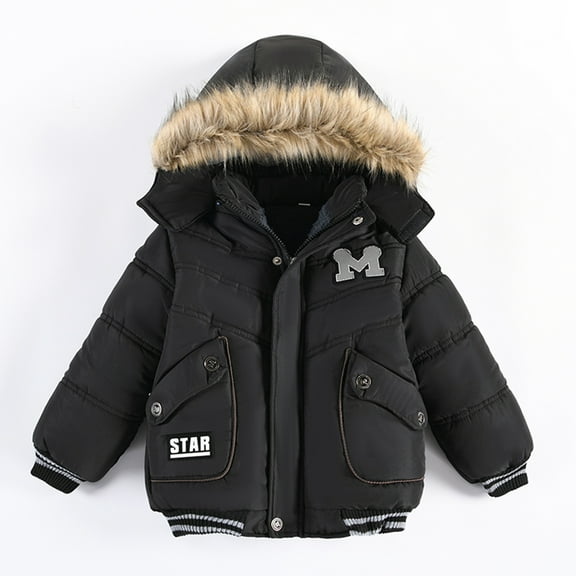 Akiihool Boys Jacket Boys Solid Full-Zip Polar Full Zip Jacket (Black,3 Years)