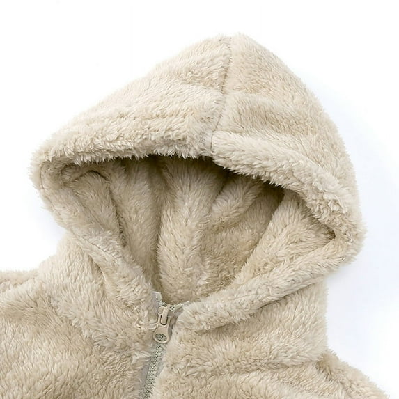 Akiihool Boys Jackets Casual Boys Hoodie Sherpa Lined Kids Sherpa Lined Sweatshirt Winter Soft Warm Jacket (Beige,5-6 Years)