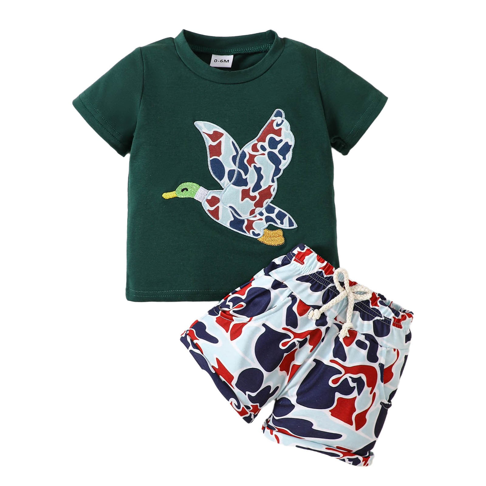 Premium Evolution Boys Summer Outfit Set – Green T-Shirt & Denim Shorts