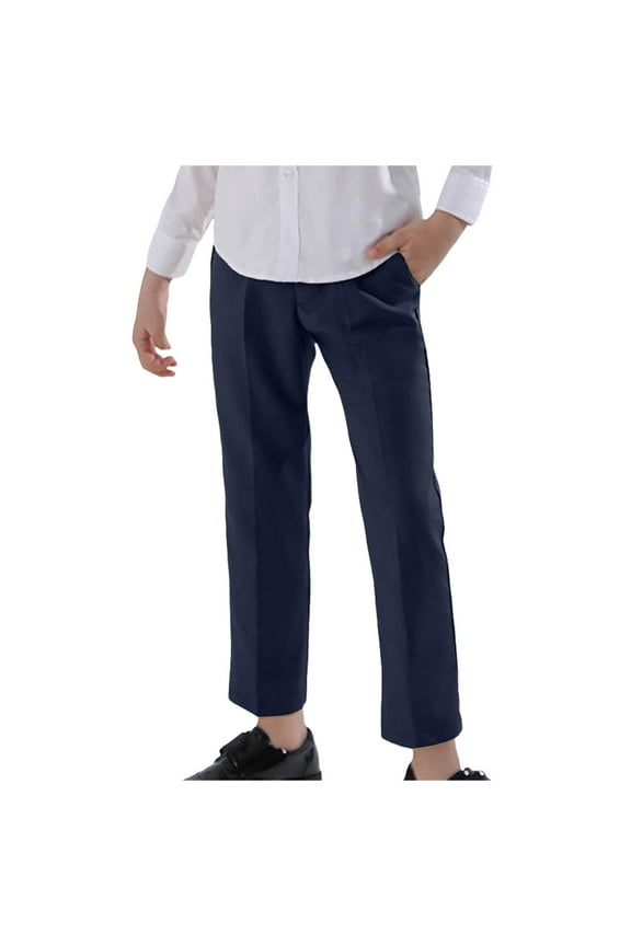 Boys Pants Boys' Pull-on Relaxed Fit School Uniform Pant (Dark Blue,8-9 Years)