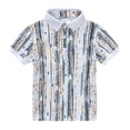 thumbnail image 1 of Akiihool Boys Polo Fit Short Sleeve Cool Short Sleeve Striped Plaid Print Bow Tie Casual Tops T Shirt Shirts Button Down Bitty Kids Shirt Toddler Boy(White,4-5 Years), 1 of 7