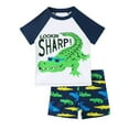 thumbnail image 1 of Akiihool Boys Rash Guard Swim Trunk Sets Upf 50 Boys Swim Set - 2 Piece Boys Swim Trunks with Rash Guard UV Protection Swimsuit Kids Bathing Suits (Sizes 4-12)(White,6-7 Years), 1 of 8