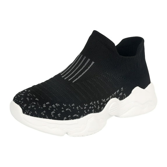 Akiihool Boys School Shoes Boys Girls Sock Shoes Toddlers Kids Sneakers Slip on Fitness Tennis Walking School Shoes for Toddler/Little Kid/Big Kid(Black,32)