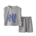 thumbnail image 1 of Akiihool Boys Short Sets Toddler Kids Boy Summer Clothes 6 12 18 24 Months 2T 3T 4T Short Sleeves Shirt Tops & Casual Shorts Outfit Set(Grey,4-5 Years), 1 of 3
