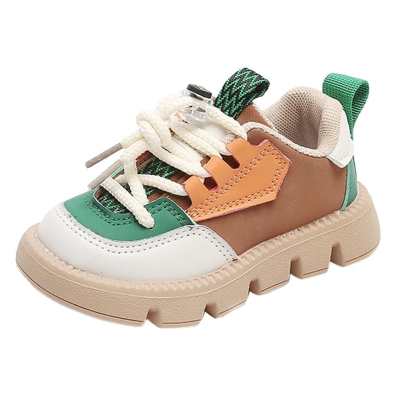 Akiihool Boys Sneakers Girls Boys Kids Lightwight Breathable Athletic Sport Sneakers(Brown,2-2.5 Years)