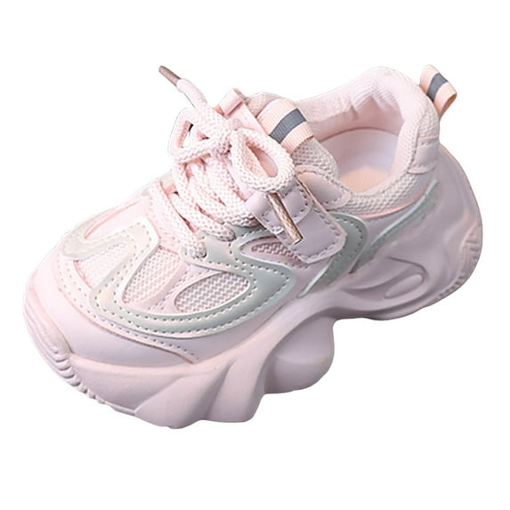 Akiihool Boys' Sneakers Kids Girls Fashion Sneaker Lace-Up Athletic Running Shoes(Pink,26)