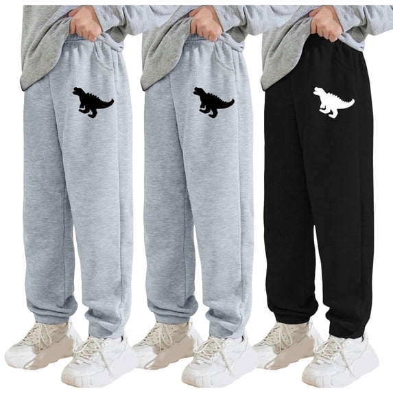 Akiihool Boys Sweatpants Kids Jogger Sweatpants with Pockets Basic Fleece Pants for Boys(Black,5-6 Years)