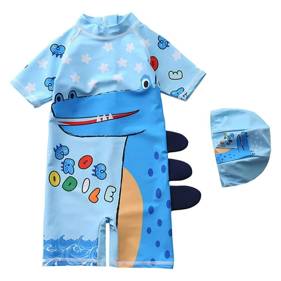 Akiihool Boys Swimsuit Boys Two Piece Rash Guard Swimsuits Kids Sunsuit Swimwear Sets (Blue,5-6 Years)