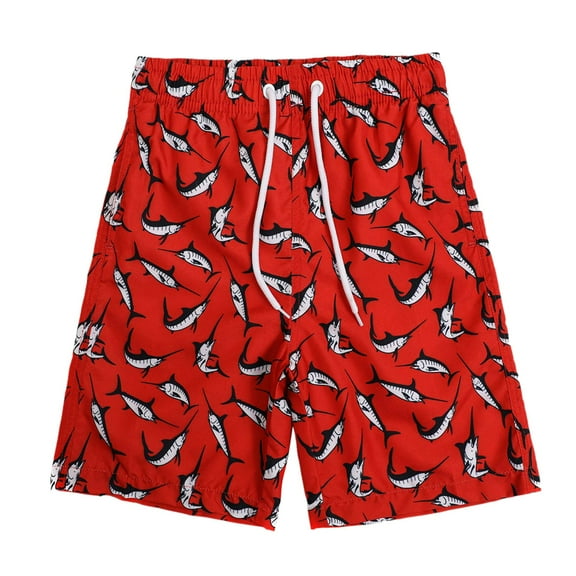 Akiihool Toddler Boy Swimsuit Boys Swim Trunks Teens Swimsuit Youth UPF 50+ Short Size (Red,10-12 Years)