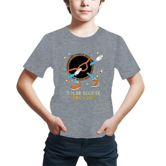 Akiihool Boys Tee Shirts Boy's Graphic Tees Short Sleeve Crew Neck T Shirts Casual Tops(Grey,1-2 Years)