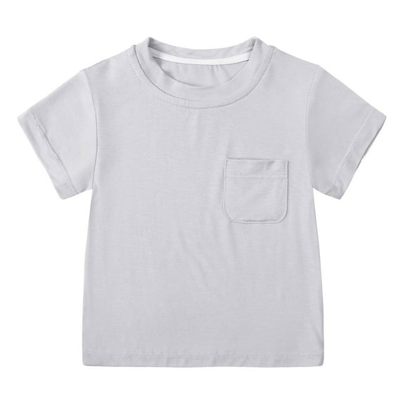 Akiihool Boys Tshirt Boy's Short Sleeve Crew Neck T-shirt (Light Gray,3-6 Months)