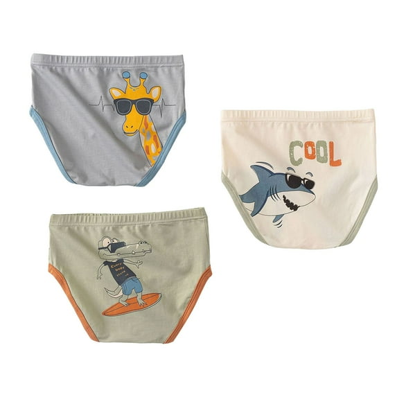 Akiihool Boys Underwear Little Boys Briefs Soft Dinosaur Toddler Underwear 3 Pack(Beige,6-7 Years)