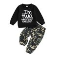 thumbnail image 1 of Akiihool Boys formal Outfit Baby Boy Waffle Knit Set Newborn Long Sleeve Letters Embroidered Romper Pants Infant 2 Piece Fall Winter Clothes White,3-4 Years, 1 of 4