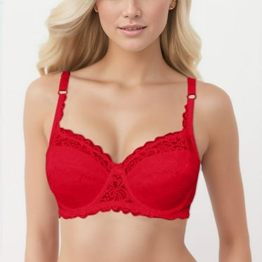 Akiihool Bras for Women Women’s Wireless Beyond Comfort Bra with Seamless Back (Watermelon Red,36)