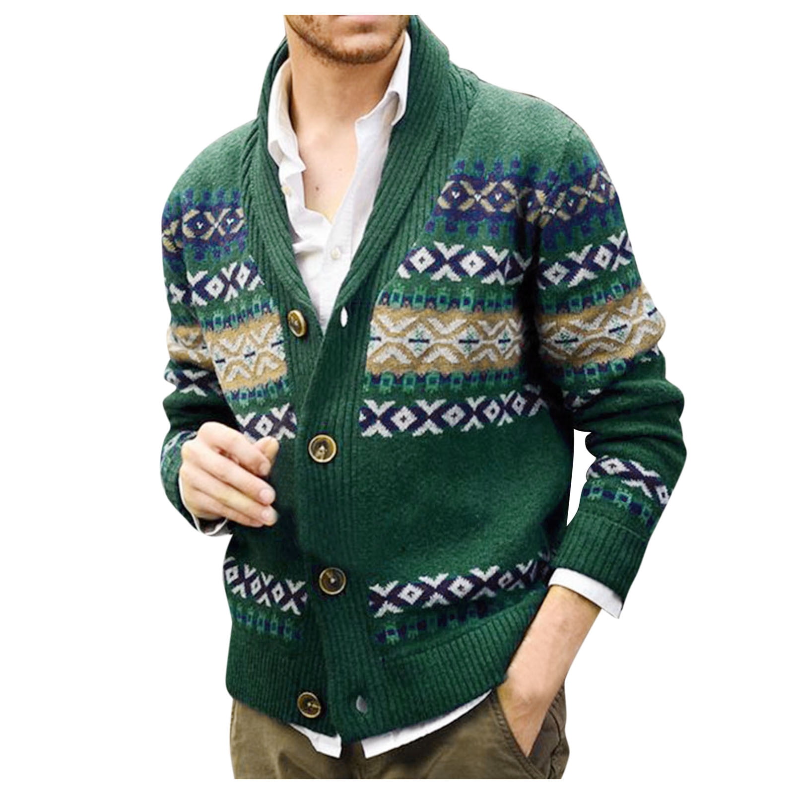 Akiihool Cardigan Men Vintage Men's Cardigan Sweaters Full Zip Up