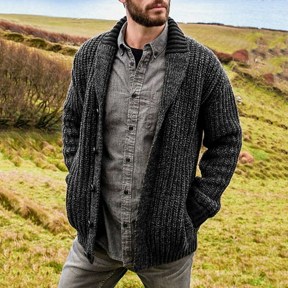 Akiihool Cardigan for Men Casual Men's V Neck Cardigan Sweater Casual Lightweight Slim Fit V-Neck Knitted Sweaters Button up (Grey,XXL)