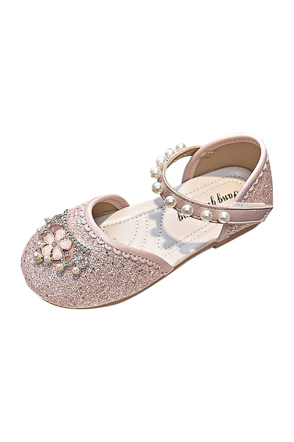 Casual Girls Flat Shoes Girls Ballet Flats Dress Shoes Mary Janes Ballerina Shoes (Pink,12)